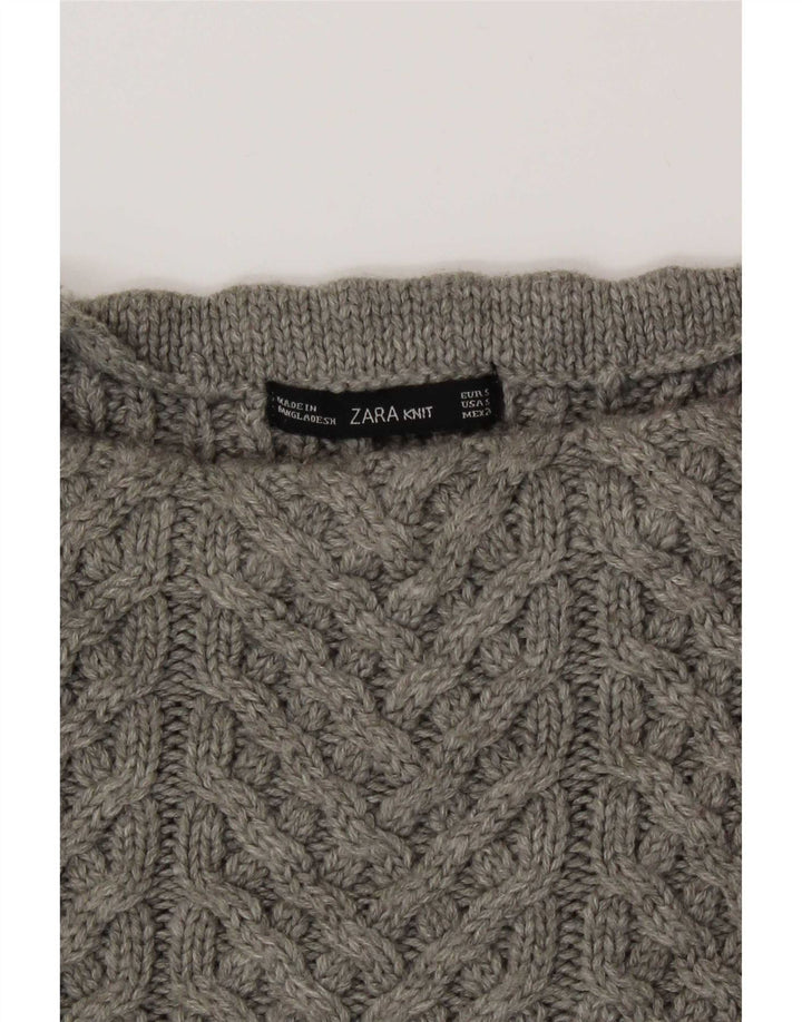 Suéter feminino Zara com gola alta e gola tartaruga, tamanho grande, Reino Unido 10, pequeno, cinza