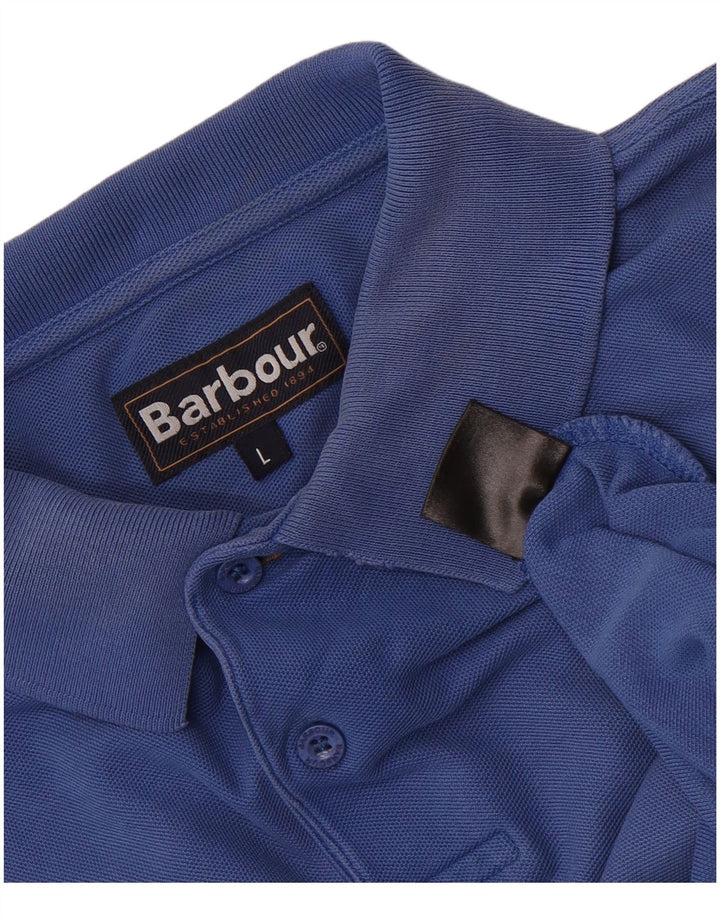 Camisa polo masculina Barbour grande algodão azul