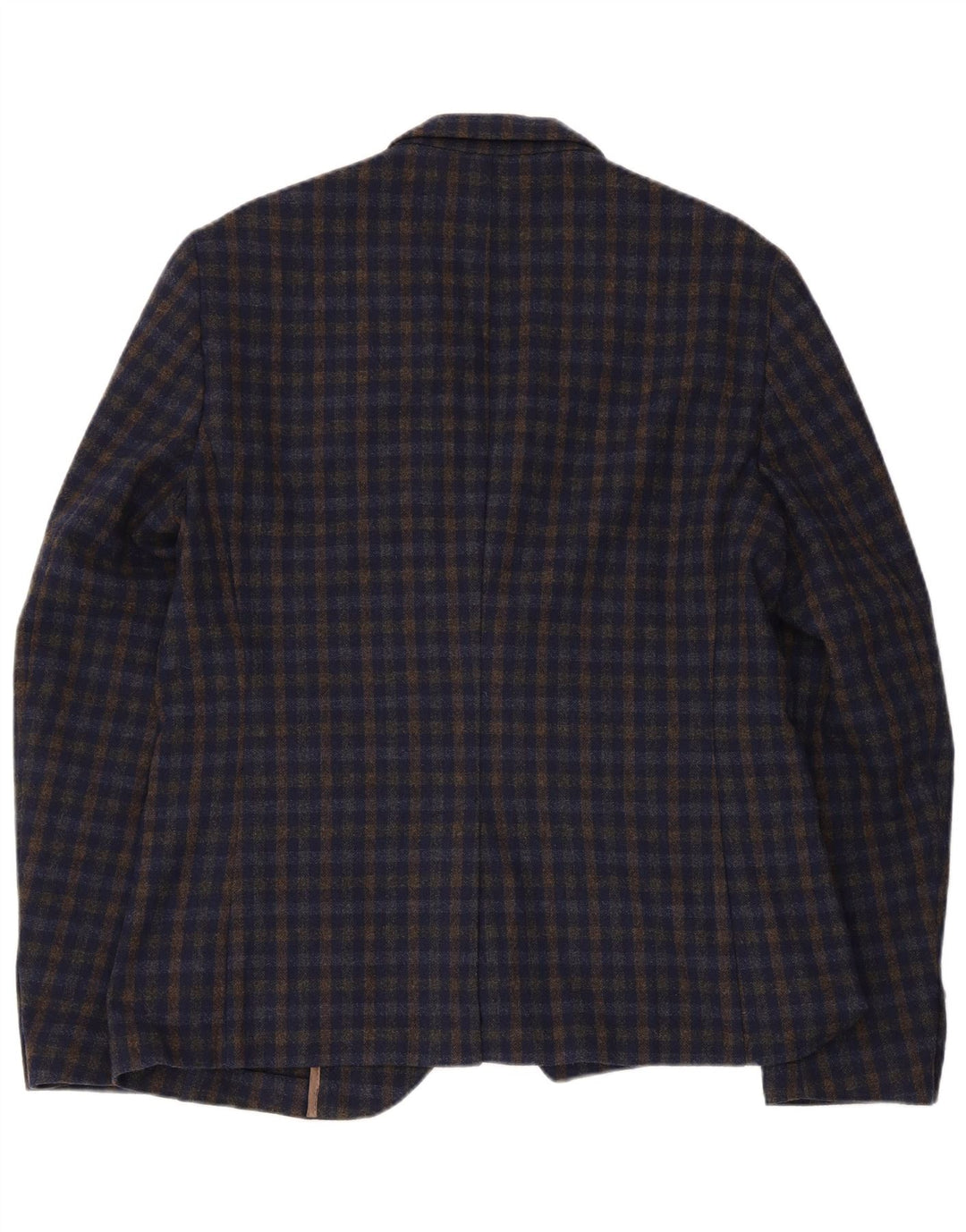 Jaqueta Blazer Vintage Masculina com 2 Botões EU 52 XL Azul Marinho Gingham Acrílico