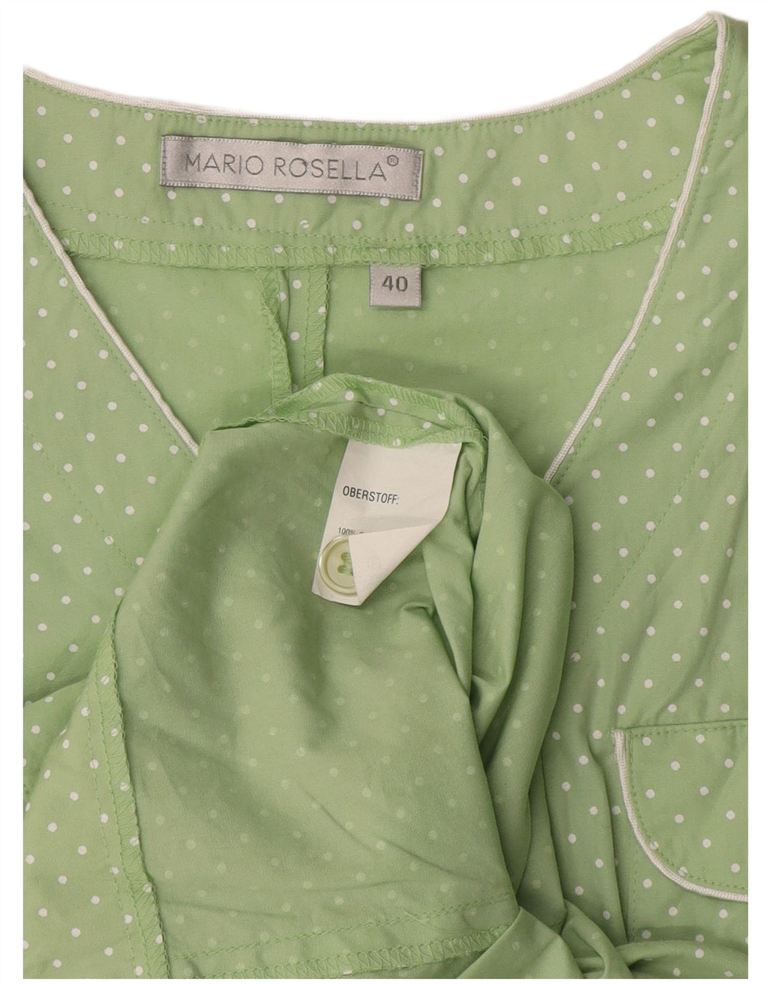 Conjunto feminino de 2 peças Mario Rosella EU 40 algodão com bolinhas verdes médias