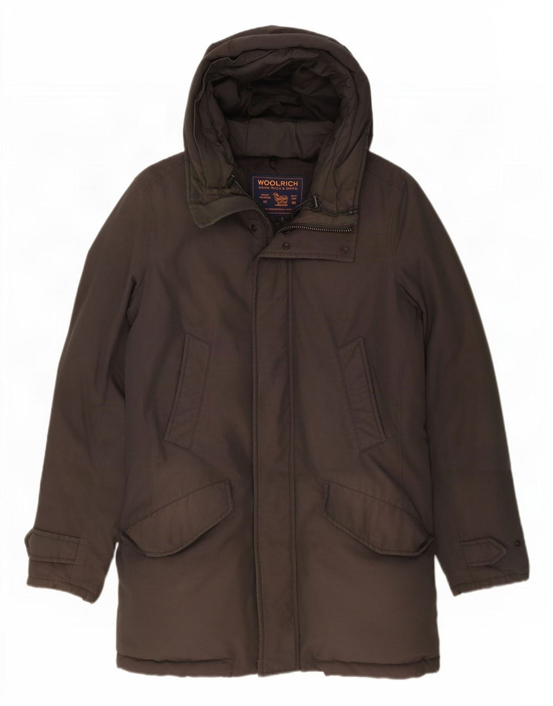 Casaco acolchoado com capuz masculino Woolrich Reino Unido 36 algodão cinza pequeno