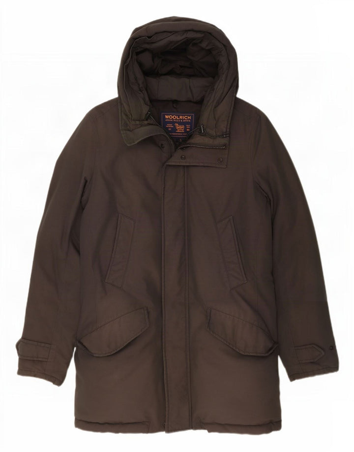 Casaco acolchoado com capuz masculino Woolrich Reino Unido 36 algodão cinza pequeno