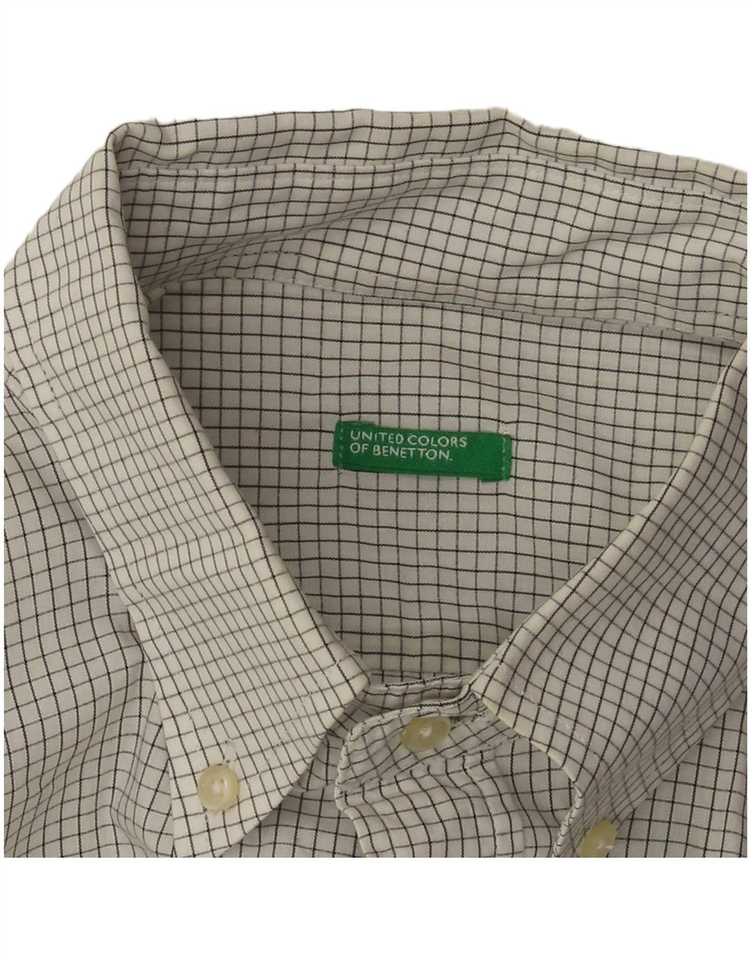 Camisa masculina Benetton média xadrez branca