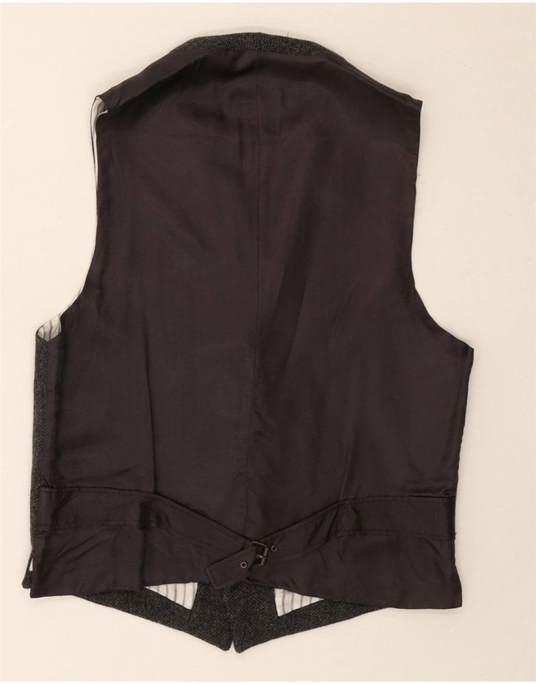 Colete masculino Massimo Dutti EU 38 lã espinha de peixe cinza médio