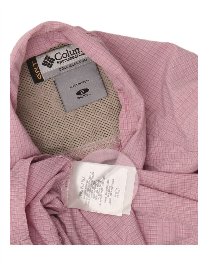 Camisa feminina sem mangas Columbia UK 10 poliéster xadrez rosa pequeno