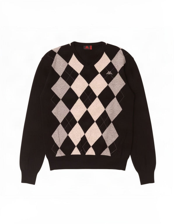 Suéter masculino Kappa com decote em V 2XL preto Argyle/Diamond Lambswool
