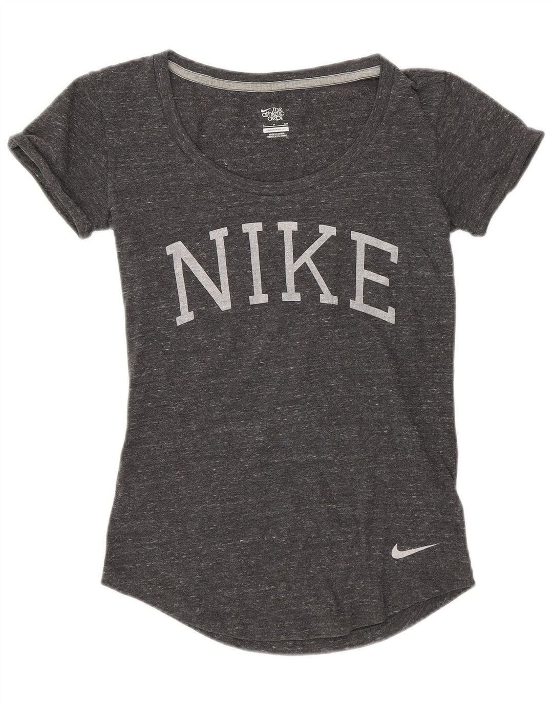 Camiseta feminina Nike Graphic UK 10 pequena cinza manchada