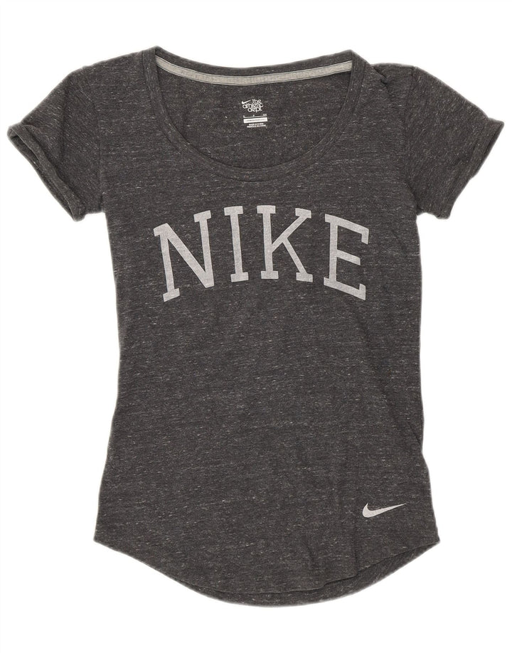 Camiseta feminina Nike Graphic UK 10 pequena cinza manchada