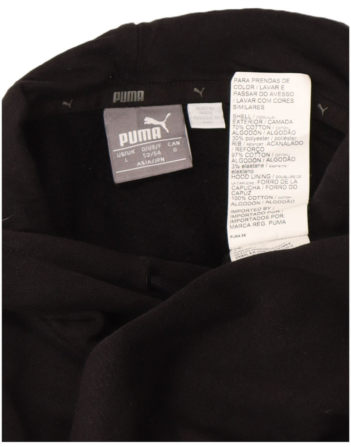 PUMA Mens Graphic Hoodie Jumper Grande Algodão Preto