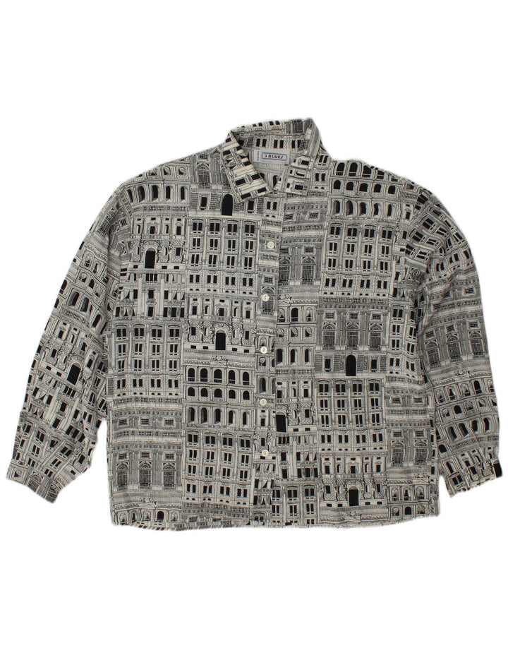 Blusa feminina estampada I BLUES IT 46 grande seda preta