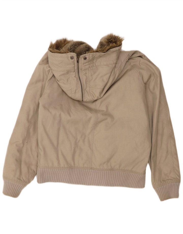 Jaqueta bomber masculina Woolrich com capuz Reino Unido 38 nylon bege médio