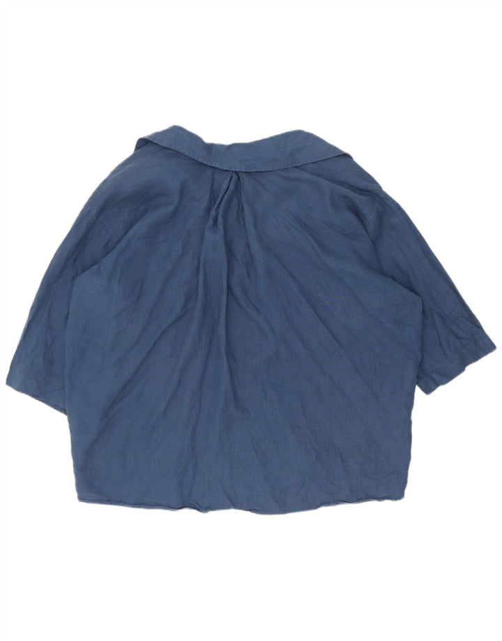 Blusa feminina Zara manga curta oversized Reino Unido 14 médio azul marinho