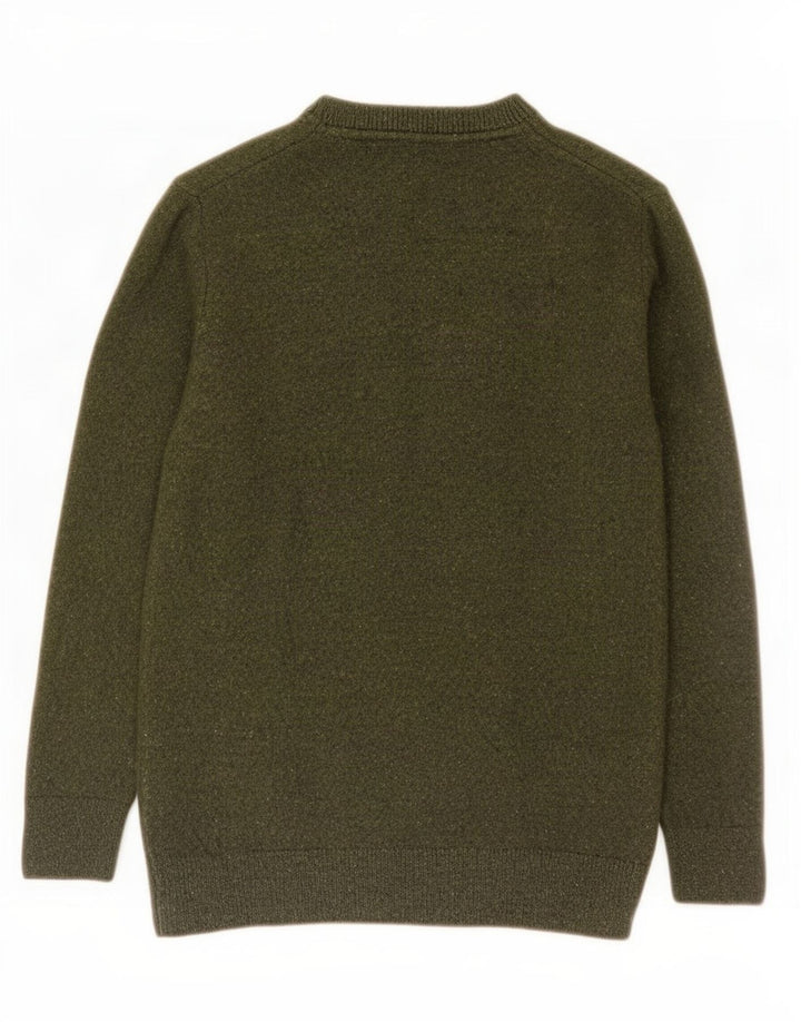 Suéter masculino Barbour com gola redonda e lã manchada verde pequena
