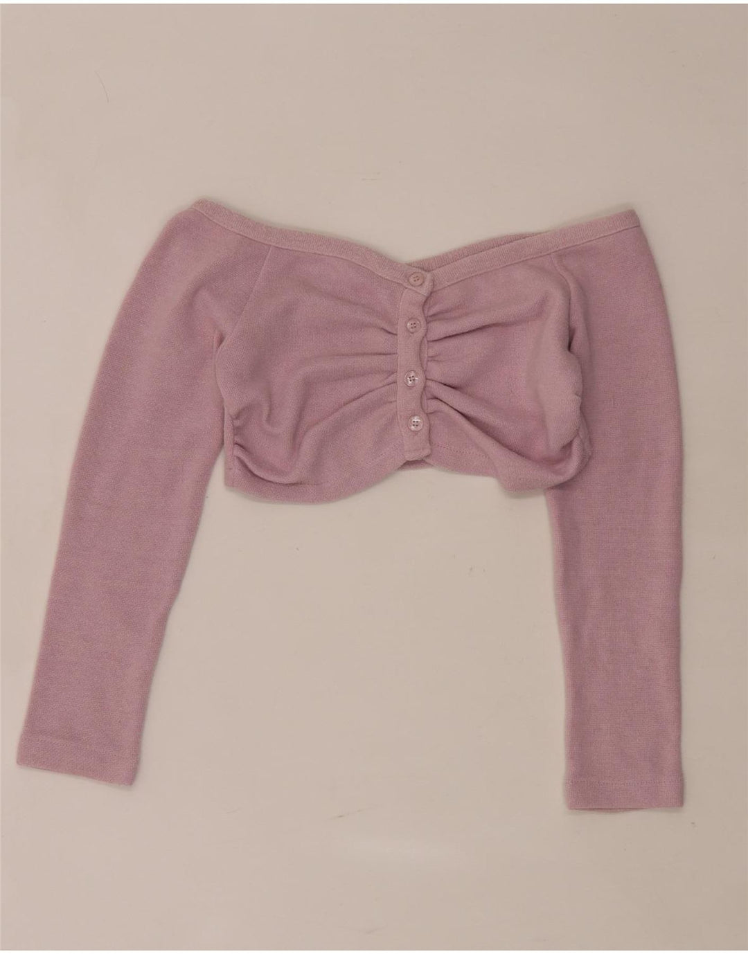 Zara Womens Off Shoulder Crop Top UK 8 Pequeno Poliéster Rosa