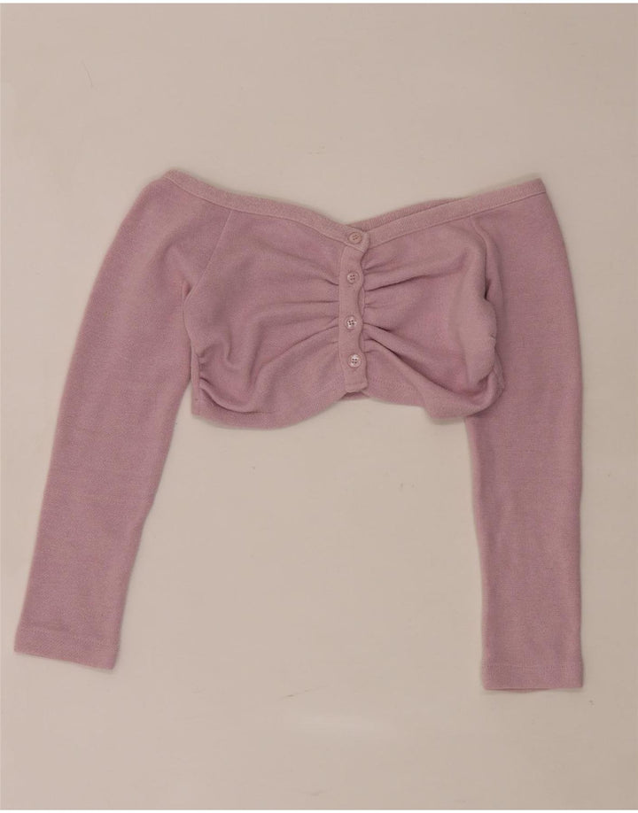 Zara Womens Off Shoulder Crop Top UK 8 Pequeno Poliéster Rosa