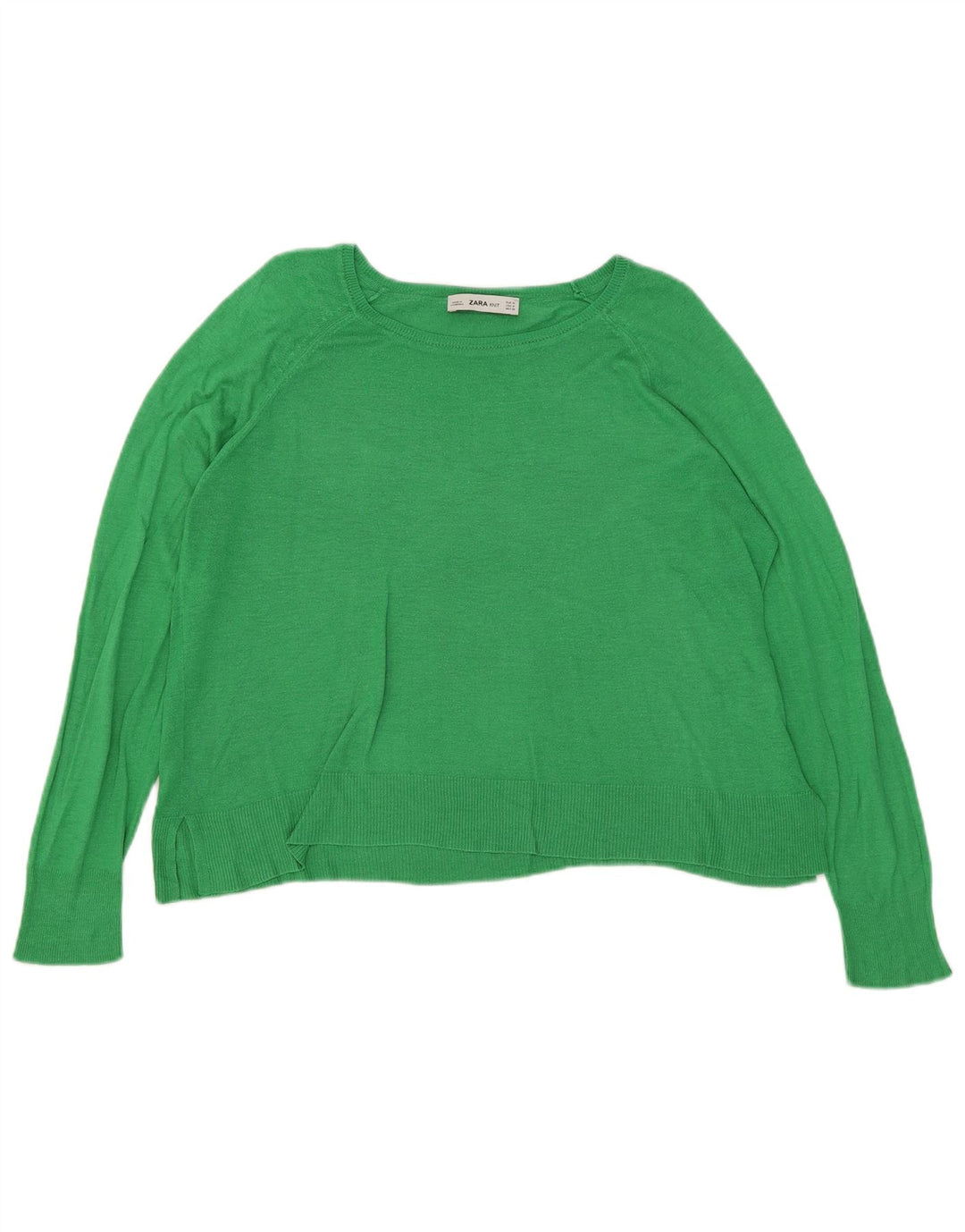 Zara Suéter feminino oversized com gola canoa Reino Unido 14 viscose verde médio