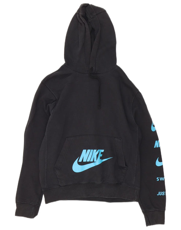 Nike Mens Graphic Hoodie Jumper Small Black Cotton