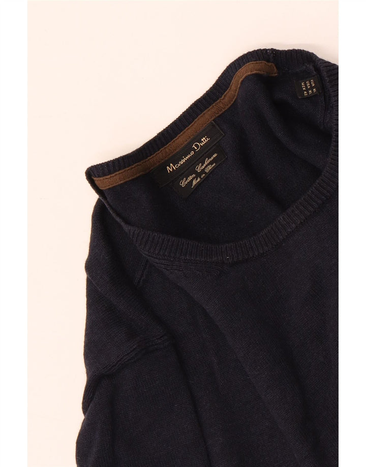 Suéter masculino Massimo Dutti com gola redonda XL azul marinho algodão