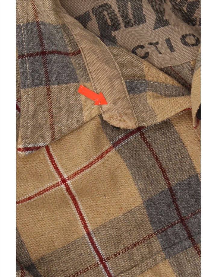 Camisa masculina de flanela Murphy & Nye pequena bege xadrez acrílica