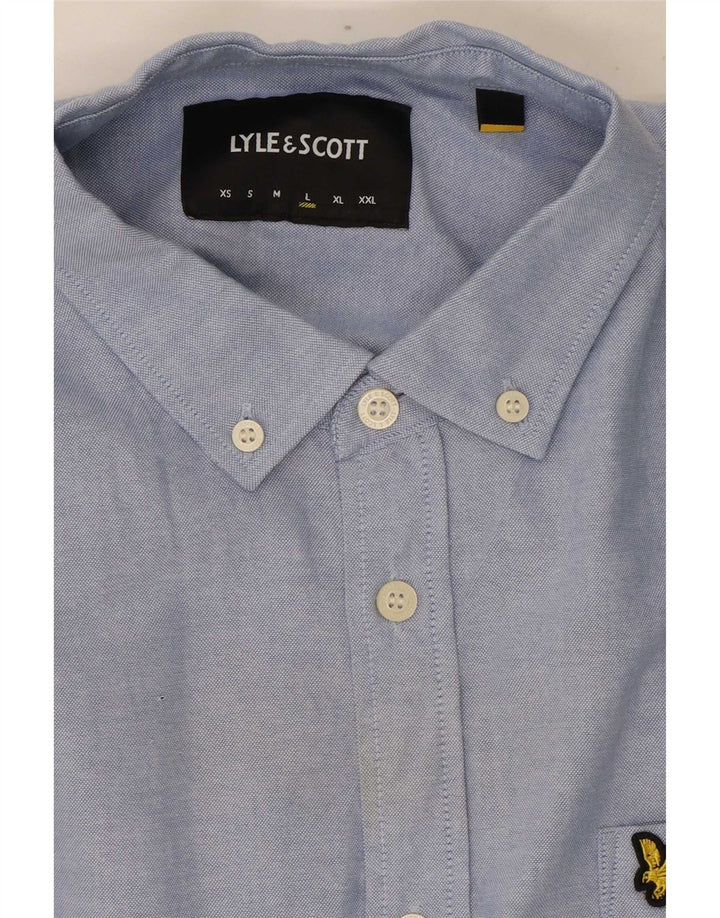 Lyle & Scott Camisa masculina de manga curta grande algodão azul