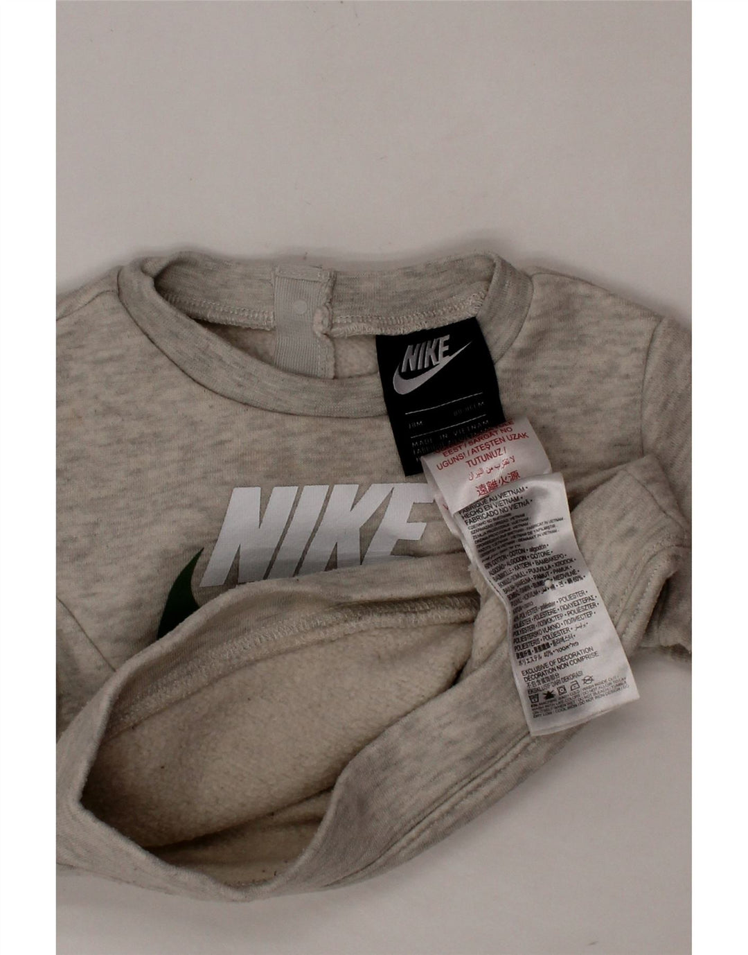 Suéter gráfico NIKE para meninas de 12 a 18 meses de algodão cinza manchado