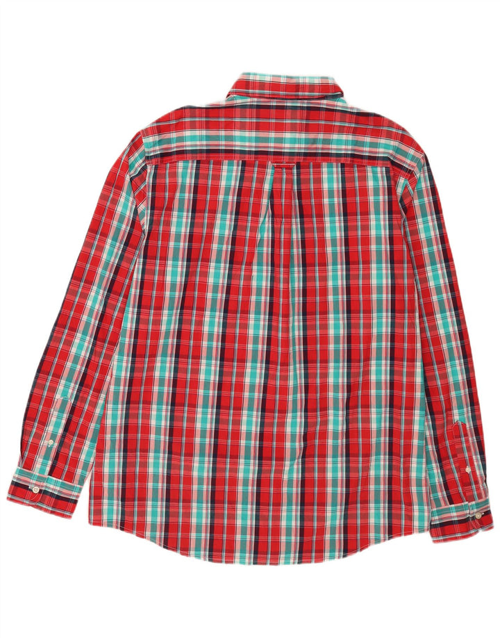 Camisa masculina Chaps Stretch Regular Fit XL de algodão xadrez vermelho