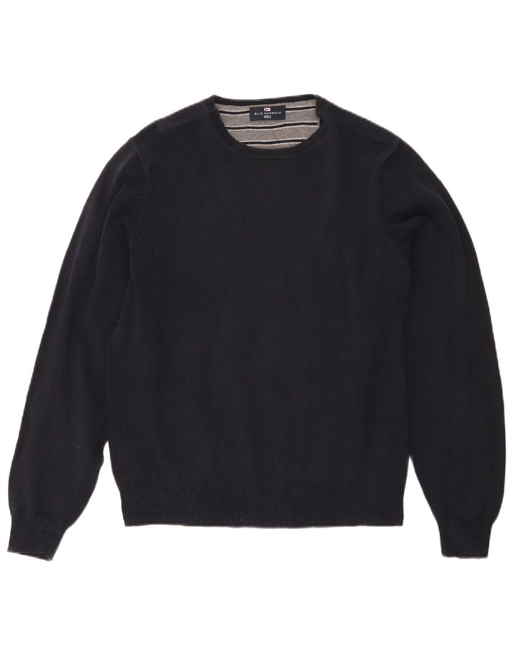Suéter masculino Marks & Spencer Blue Harbor com gola redonda, azul marinho médio