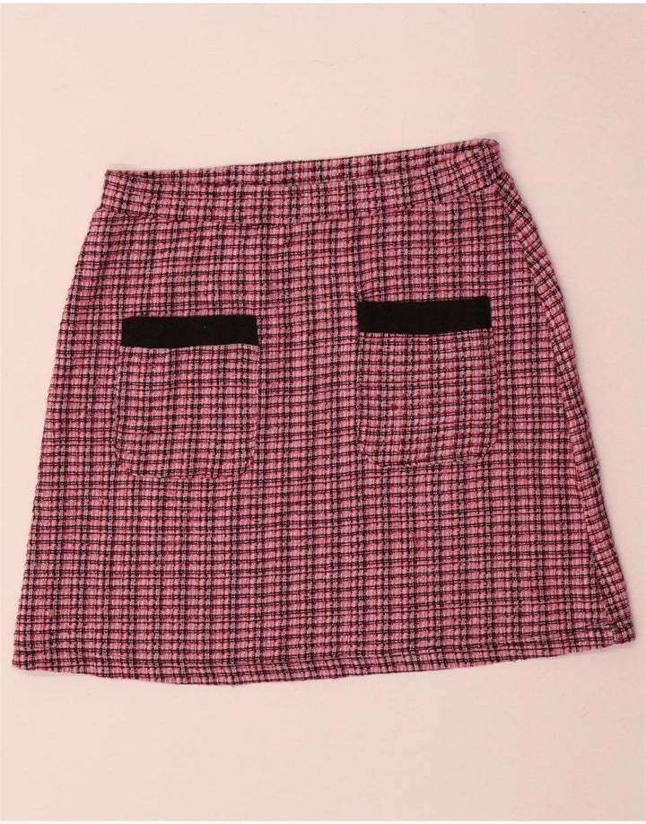 Minissaia feminina Trafaluc ZARA pequena W26 xadrez rosa