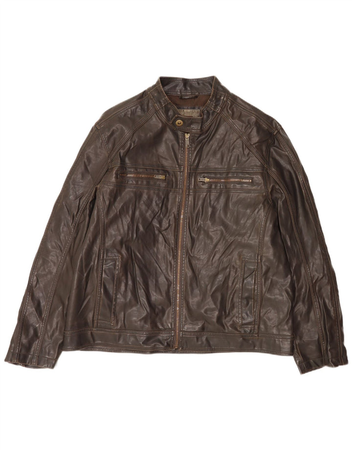 Jaqueta masculina de couro sintético BKE UK 44 2XL polivinil marrom