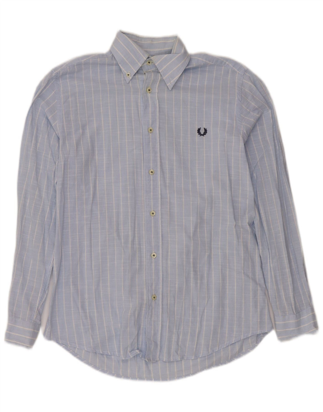 Camisa masculina FRED PERRY pequena listrada azul de algodão