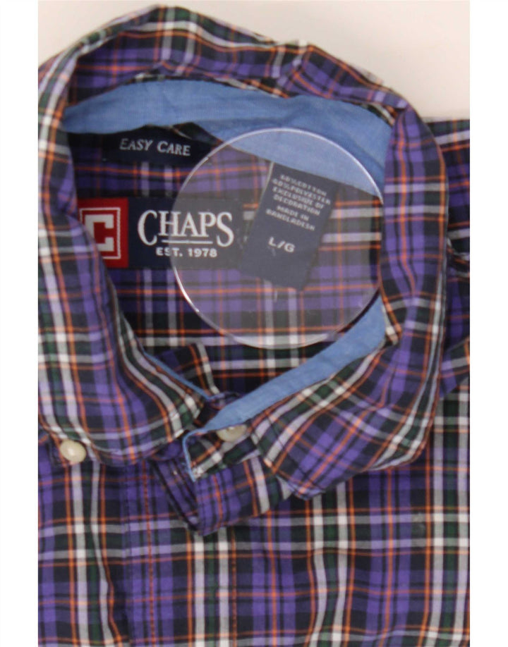 Camisa masculina Chaps Easy Care grande algodão xadrez roxo