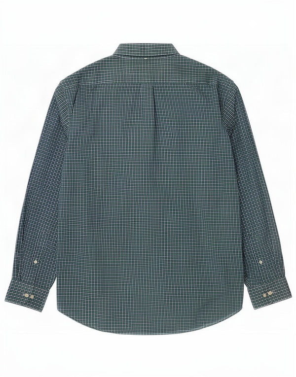 Camisa masculina Chaps Classic Fit tamanho 17 1/2 XL verde algodão guingão