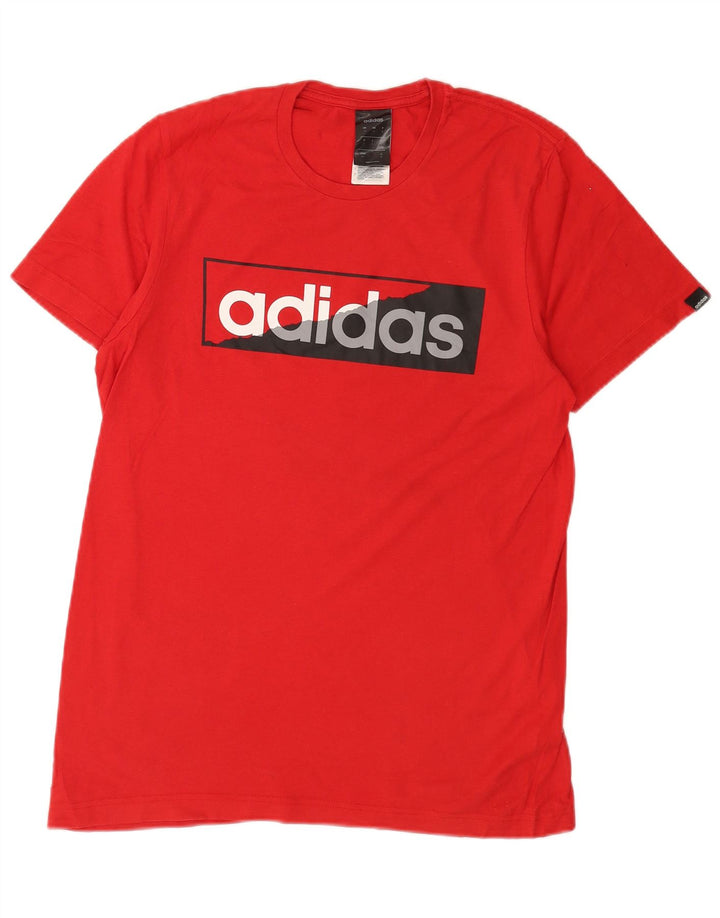 Adidas Mens Graphic T-Shirt Top Pequeno Algodão Vermelho