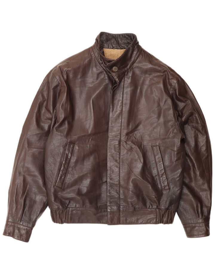 Jaqueta de couro bomber masculina vintage IT 50 couro marrom grande