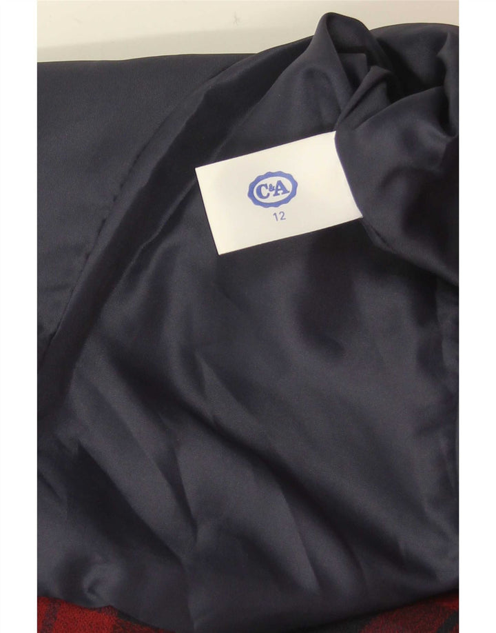 C&A Jaqueta blazer feminina de 4 botões 11-12 anos poliéster xadrez vermelho