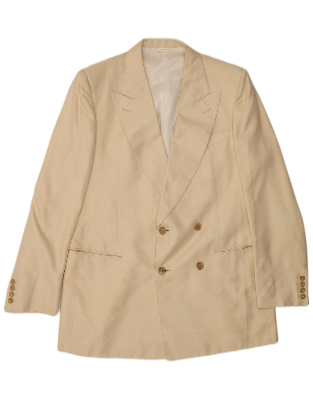 Terno masculino vintage de 2 peças grande W34 L30 seda bege