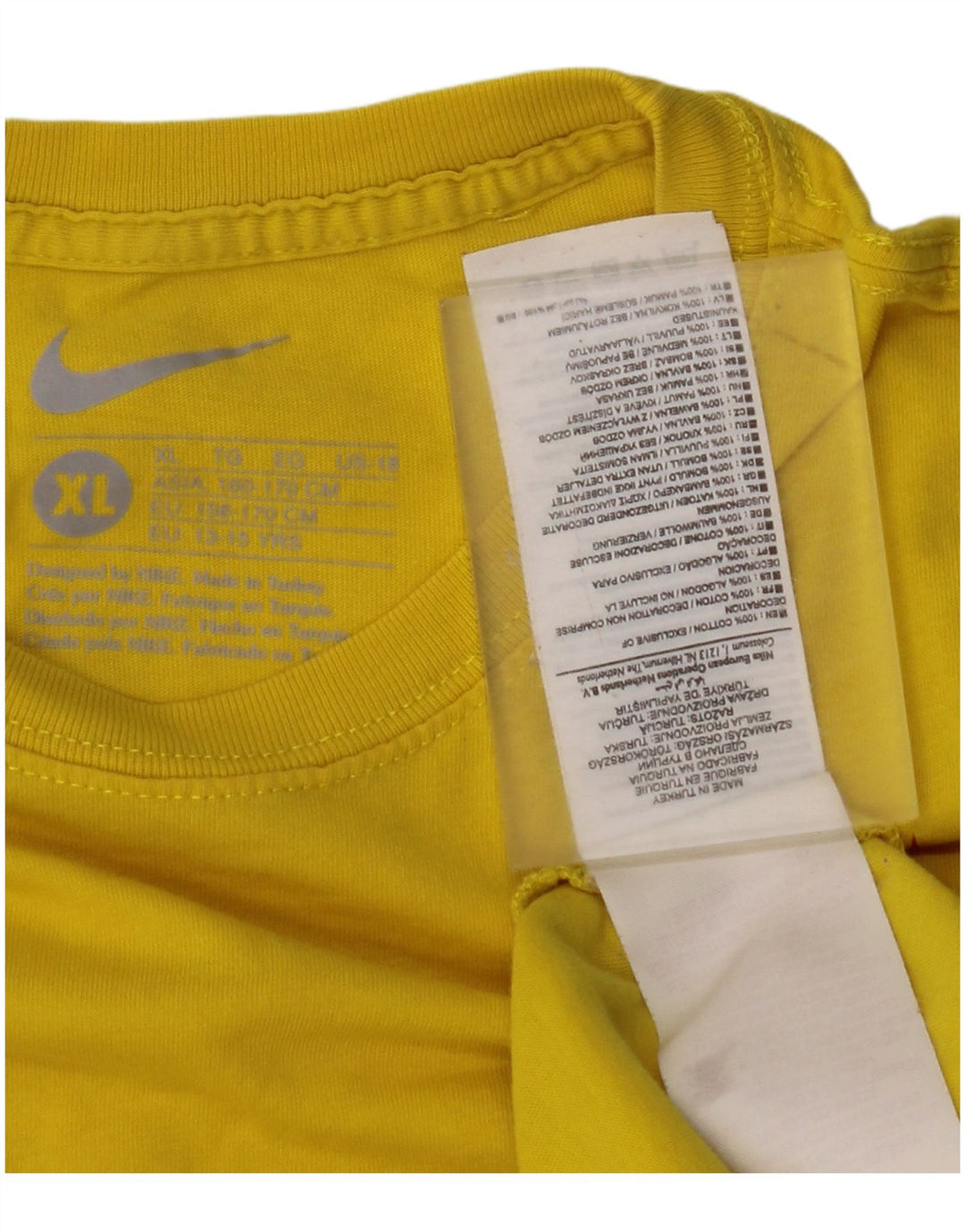 Camiseta gráfica masculina NIKE Top 13-14 anos XL amarelo algodão