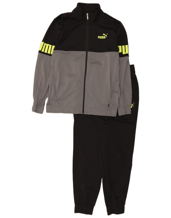 PUMA Mens Graphic Full Tracksuit Grande Preto Colourblock Poliéster