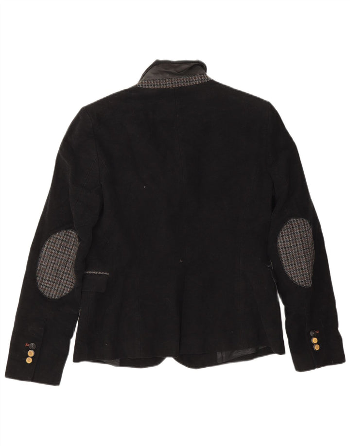 Jaqueta blazer feminina Zara com 1 botão Reino Unido 14 grande algodão preto