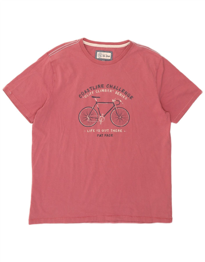 Camiseta gráfica masculina Fat Face Top grande de algodão vermelho