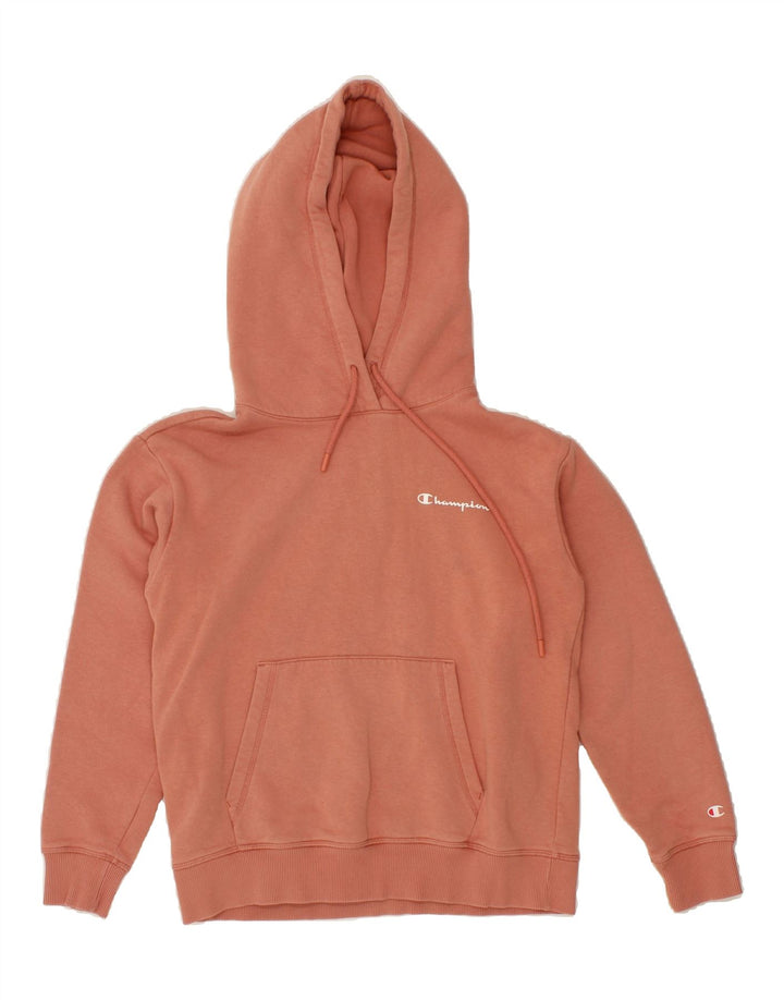 CHAMPION Womens Oversized Hoodie Jumper UK 6 XS Pink Cotton Vintage Champion and Second-Hand Champion from Messina Hembry 