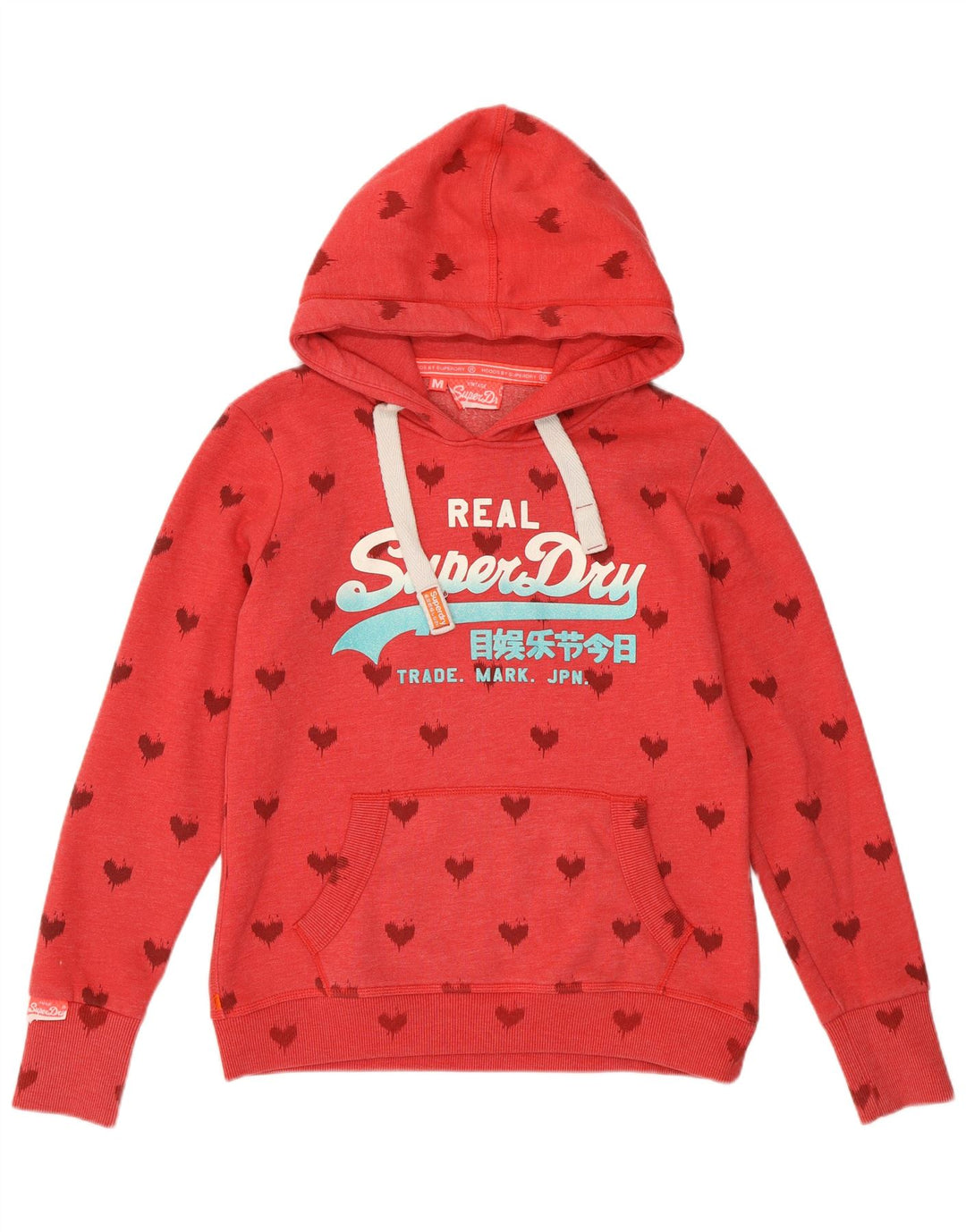 Jumper com capuz gráfico feminino SUPERDRY UK 14 coração vermelho médio