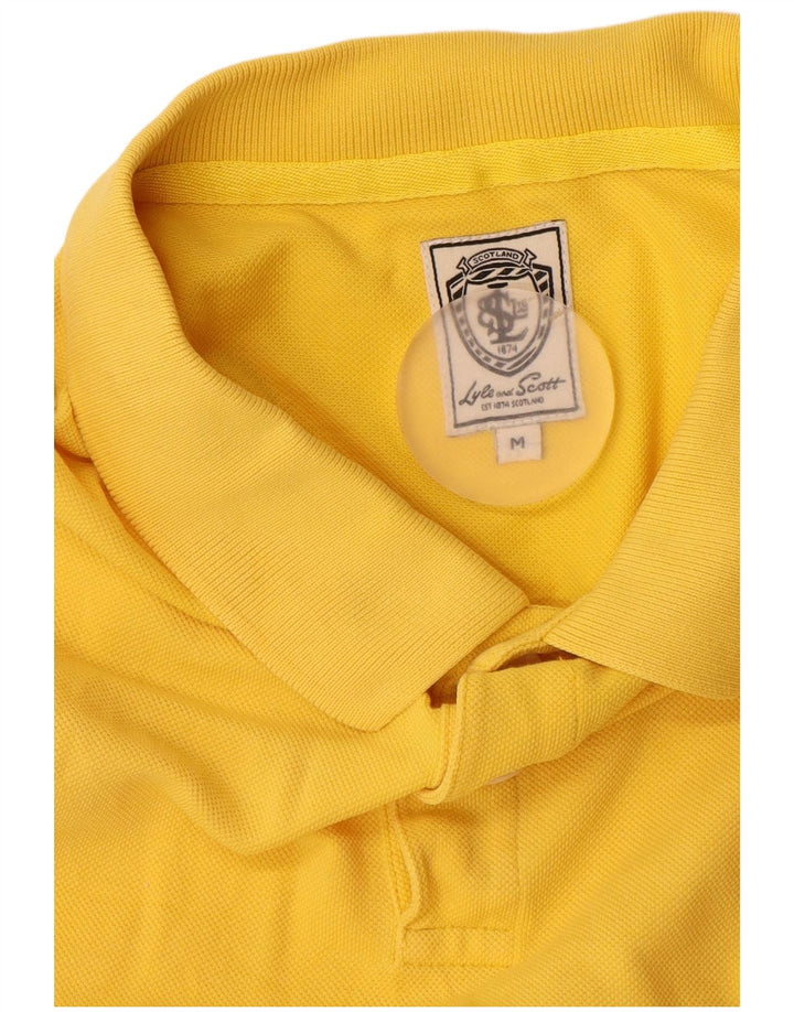 Camisa polo masculina Lyle & Scott de algodão amarelo médio