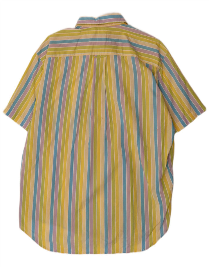 Camisa masculina de manga curta LACOSTE tamanho 42 grande algodão listrado multicolorido