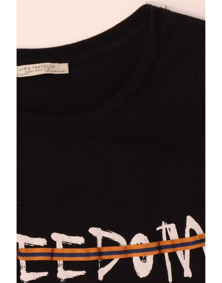 Camiseta feminina Zara Trafaluc com estampa gráfica média preta