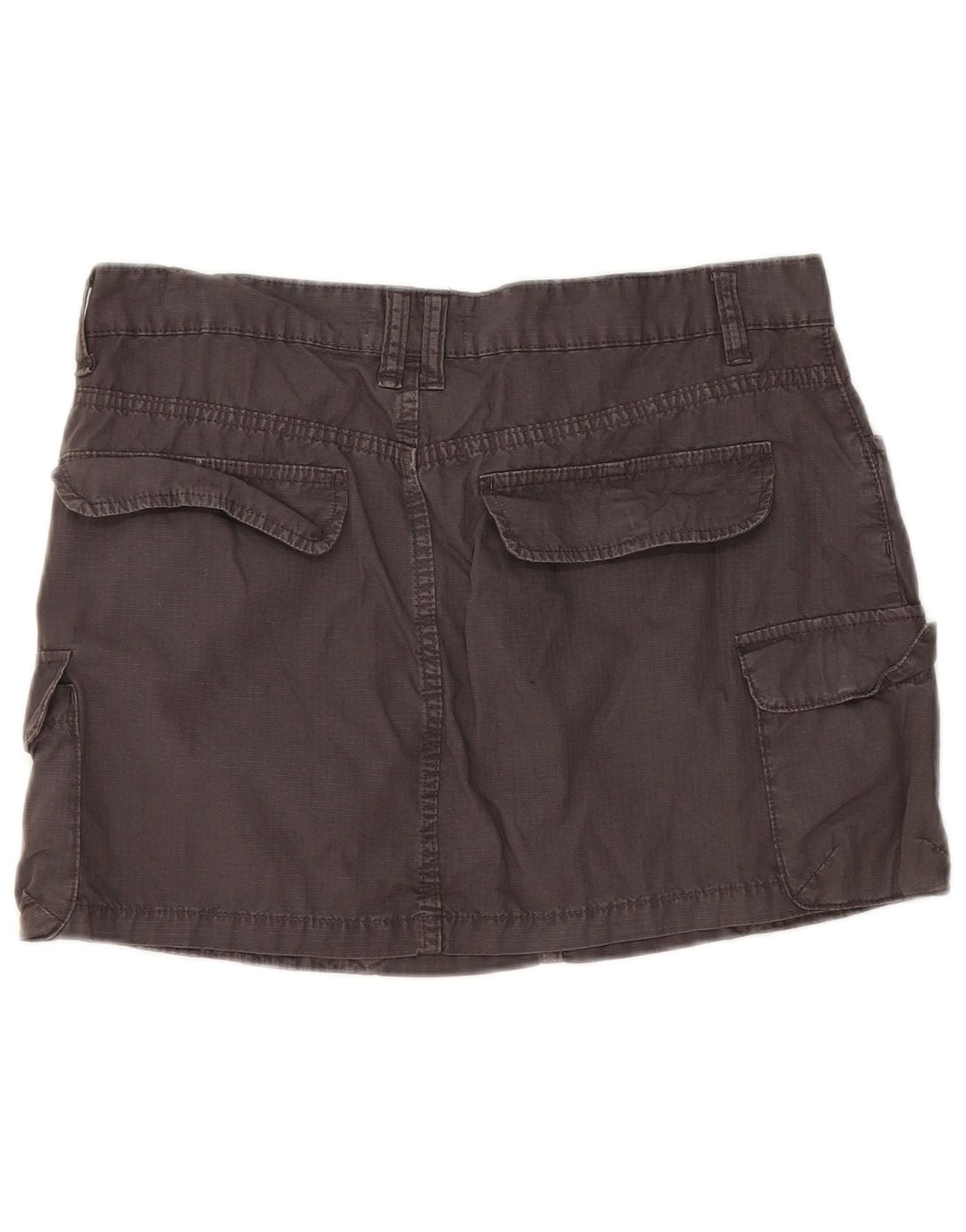 Zara Mini saia cargo feminina grande W30 algodão cinza