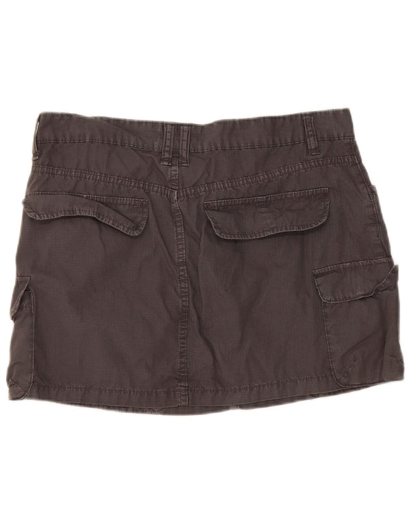 Zara Mini saia cargo feminina grande W30 algodão cinza