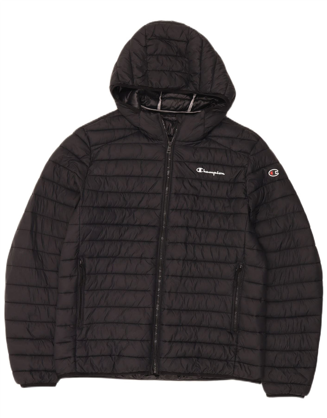 Jaqueta masculina acolchoada com capuz Champion UK 40 grande preta