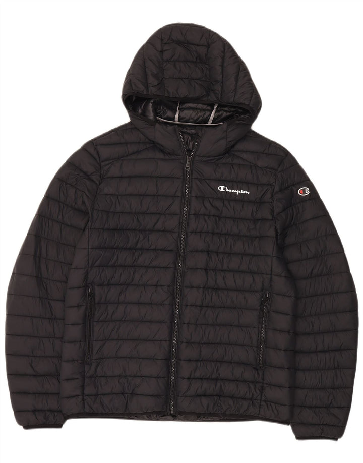 Jaqueta masculina acolchoada com capuz Champion UK 40 grande preta