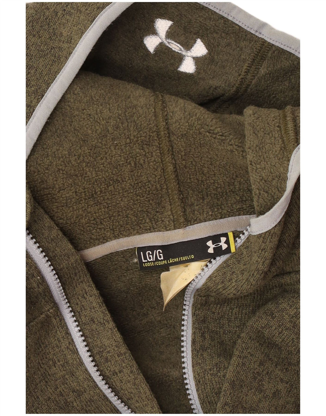 Suéter masculino Under Armour com capuz e zíper grande verde salpicado